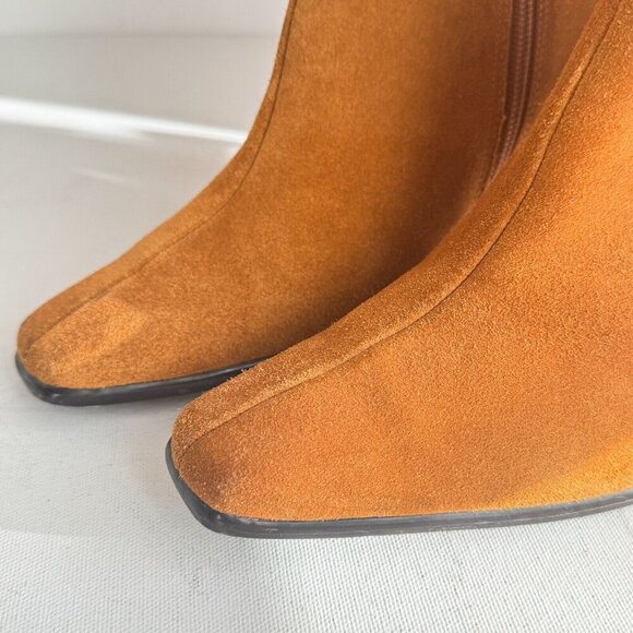 Vintage Predications Leather Collection Brown Suede Fringe Pointy Toe Boots 7.5 - Picture 7 of 10